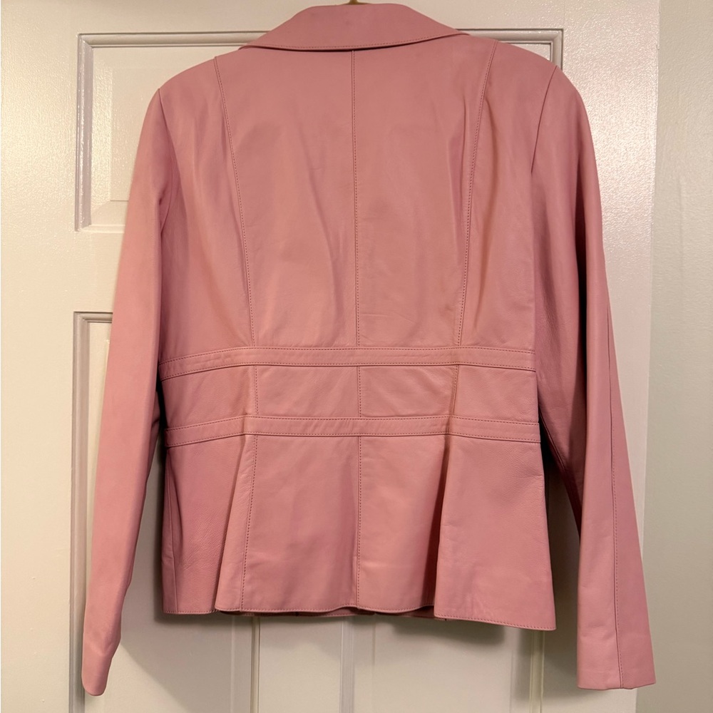 Doncaster Women's Blush Pink Leather Blazer - Picture 2 of 4